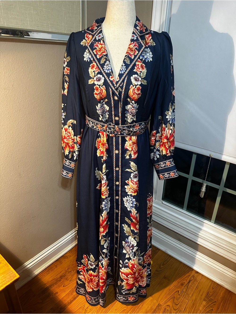 Dalia MacPhee maxi dress sz XL Royal Blue floral print